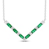 Thumbnail Image 1 of Lab-Created Emerald & White Lab-Created Sapphire Necklace Sterling Silver 18&quot;