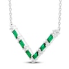 Thumbnail Image 2 of Lab-Created Emerald & White Lab-Created Sapphire Necklace Sterling Silver 18&quot;