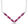 Thumbnail Image 1 of Lab-Created Ruby & White Lab-Created Sapphire Necklace Sterling Silver 18&quot;