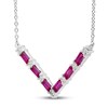 Thumbnail Image 2 of Lab-Created Ruby & White Lab-Created Sapphire Necklace Sterling Silver 18&quot;