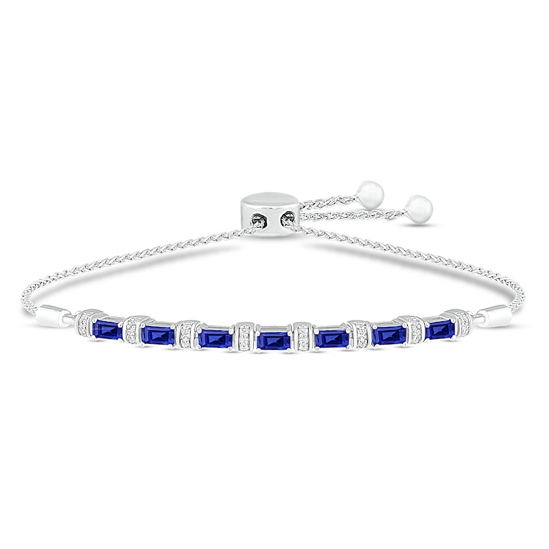 Main Image 1 of Blue & White Lab-Created Sapphire Bolo Bracelet Sterling Silver
