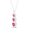 Thumbnail Image 2 of Lab-Created Ruby & White Lab-Created Sapphire Heart Necklace Sterling Silver 18"