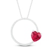 Thumbnail Image 1 of Lab-Created Ruby & Diamond Necklace 1/10 ct tw Sterling Silver 18"
