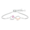 Thumbnail Image 1 of Pink Lab-Created Sapphire & Diamond 'Mom' Bolo Bracelet 1/20 ct tw Sterling Silver/10K Rose Gold