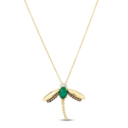 Le Vian Emerald Dragonfly Necklace 1/5 ct tw Diamonds 14K Honey Gold 18&quot;