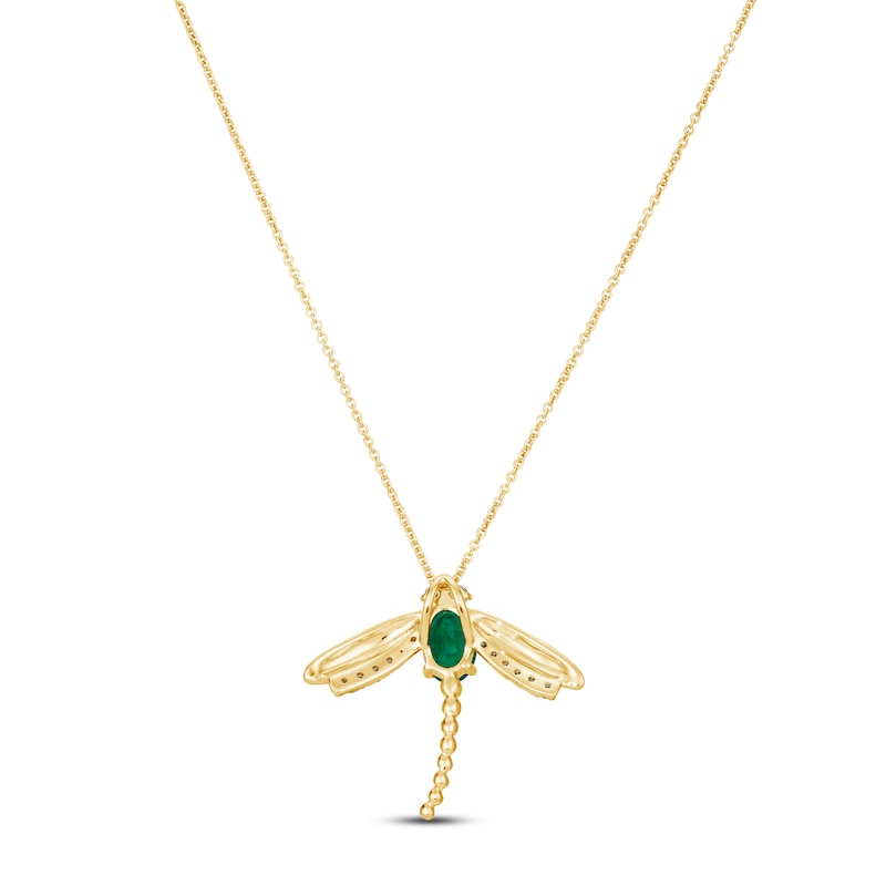 Le Vian Emerald Dragonfly Necklace 1/5 ct tw Diamonds 14K Honey Gold 18"