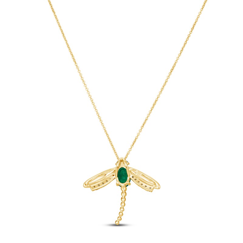 Main Image 3 of Le Vian Emerald Dragonfly Necklace 1/5 ct tw Diamonds 14K Honey Gold 18&quot;