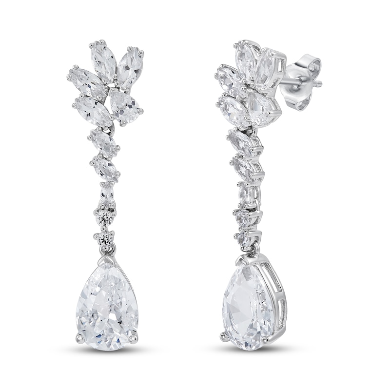 Main Image 1 of White Lab-Created Sapphire Dangle Earrings Sterling Silver