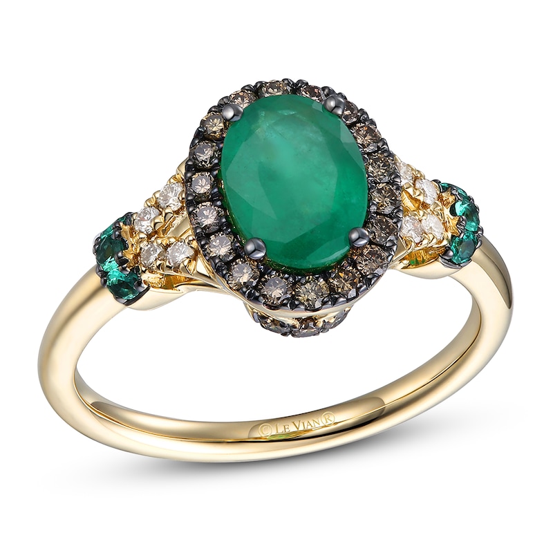 Main Image 1 of Le Vian Emerald Ring 1/3 ct tw Diamonds 14K Honey Gold
