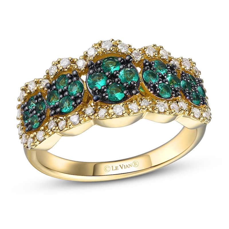 Main Image 1 of Le Vian Emerald Ring 1/4 ct tw Diamonds 14K Honey Gold