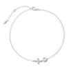 Thumbnail Image 1 of White Lab-Created Sapphire Cross Anklet Sterling Silver 11&quot; Adjustable