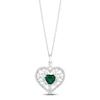 Hallmark Diamonds Lab-Created Emerald Tree of Life Necklace 1/6 ct tw Diamonds Sterling Silver 18"