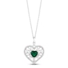 Thumbnail Image 1 of Hallmark Diamonds Lab-Created Emerald Tree of Life Necklace 1/6 ct tw Diamonds Sterling Silver 18&quot;