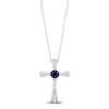 Thumbnail Image 0 of Hallmark Diamonds Blue Lab-Created Sapphire Cross Necklace 1/10 ct tw Sterling Silver 18"