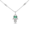 Thumbnail Image 0 of Emerald Hamsa Necklace 1/10 ct tw Diamonds Sterling Silver 18"