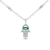 Thumbnail Image 1 of Emerald Hamsa Necklace 1/10 ct tw Diamonds Sterling Silver 18&quot;