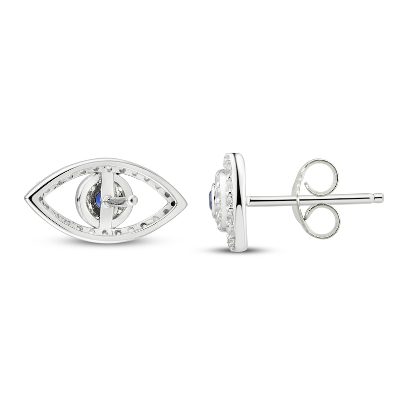 Main Image 2 of Blue & White Lab-Created Sapphire Evil Eye Earrings Sterling Silver