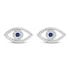 Thumbnail Image 3 of Blue & White Lab-Created Sapphire Evil Eye Earrings Sterling Silver