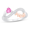 Thumbnail Image 1 of Pink Lab-Created Sapphire & Diamond 'Mom' Ring 1/20 ct tw Sterling Silver & 10K Rose Gold