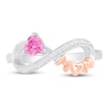 Thumbnail Image 2 of Pink Lab-Created Sapphire & Diamond 'Mom' Ring 1/20 ct tw Sterling Silver & 10K Rose Gold