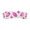 Pink & White Lab-Created Sapphire Ring Sterling Silver