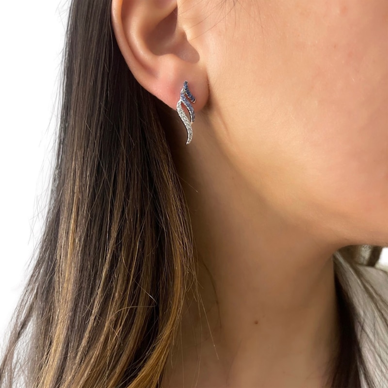 Main Image 2 of Le Vian Ombré Sapphire Earrings 14K Vanilla Gold