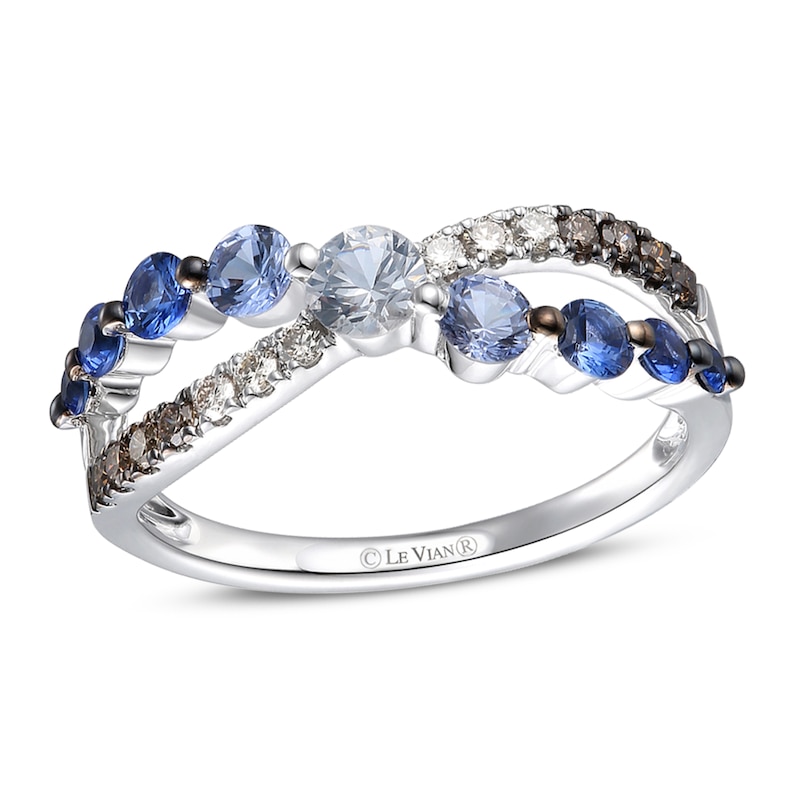 Main Image 1 of Le Vian Ombré Sapphire Ring 1/6 ct tw Diamonds 14K Vanilla Gold