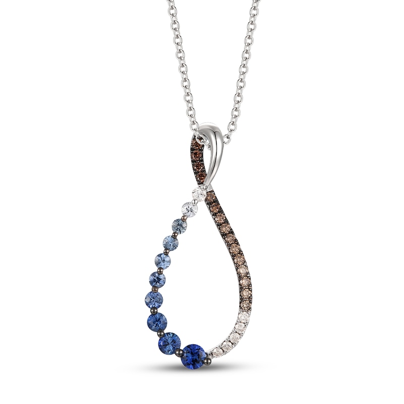 Main Image 1 of Le Vian Ombré Sapphire Necklace 1/6 ct tw Diamonds 14K Vanilla Gold 18&quot;