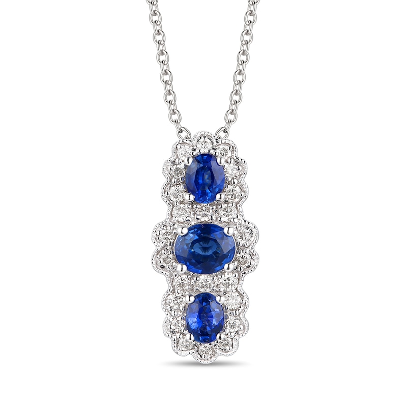 Main Image 1 of Le Vian Sapphire Necklace 1/5 ct tw Diamonds 14K Vanilla Gold 18&quot;