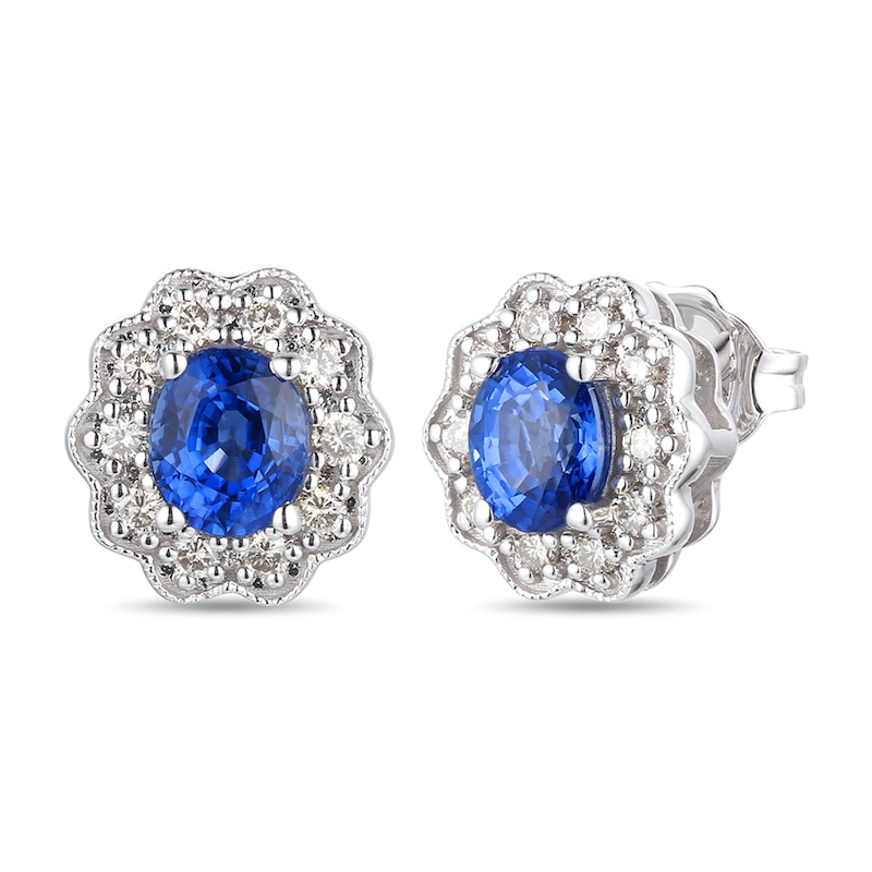 Main Image 1 of Le Vian Sapphire Earrings 1/5 ct tw Diamonds 14K Vanilla Gold