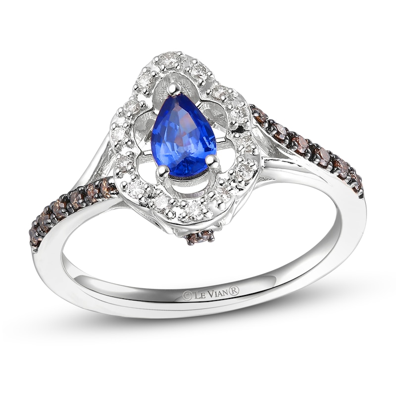 Main Image 1 of Le Vian Diamond & Sapphire Ring 1/5 ct tw 14K Vanilla Gold