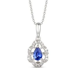 Le Vian Diamond & Sapphire Necklace 1/6 ct tw 14K Vanilla Gold 18"