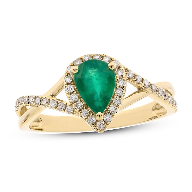 Emerald Twist Ring 1/5 ct tw Diamonds 10K Yellow Gold | Kay