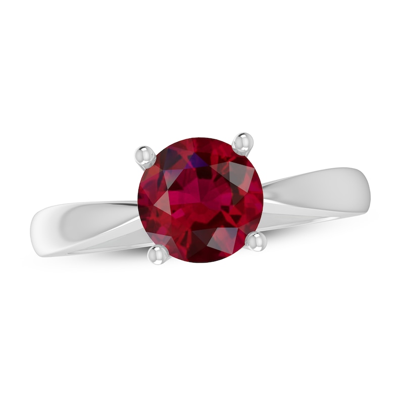 Main Image 1 of Lab-Created Ruby Solitaire Ring Sterling Silver