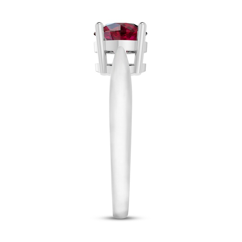 Main Image 3 of Lab-Created Ruby Solitaire Ring Sterling Silver