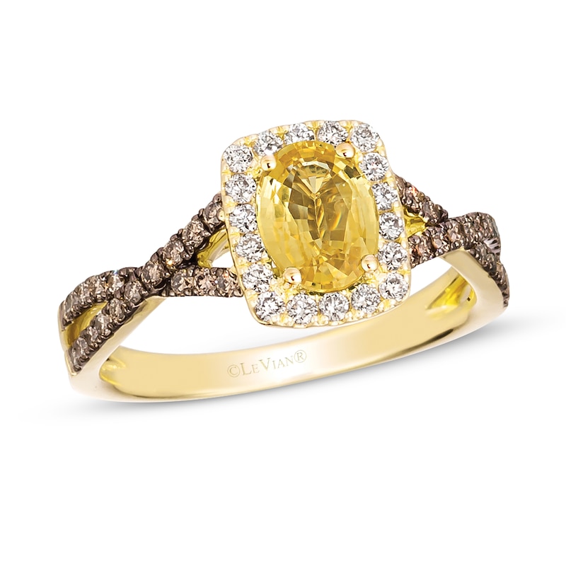 Le Vian Yellow Sapphire Ring 3/8 ct tw Diamonds 14K Honey Gold