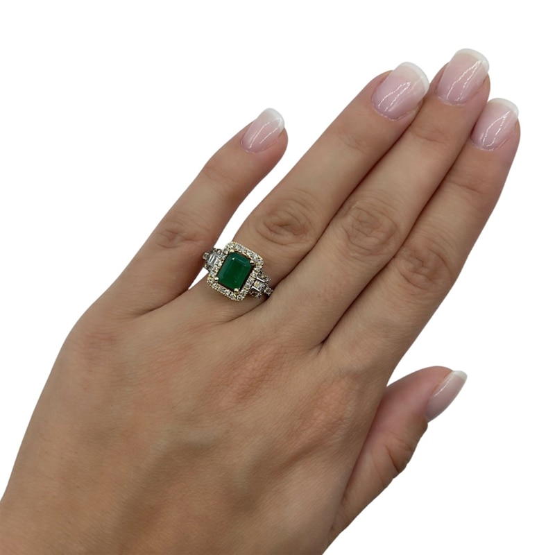 Main Image 2 of Le Vian Emerald Ring 5/8 ct tw Diamonds 14K Two-Tone Gold