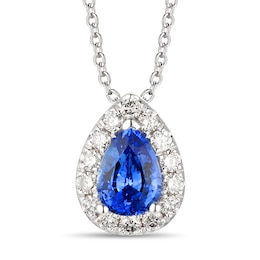 Le Vian Diamond & Ceylon Sapphire Necklace 1/5 ct tw 14K Vanilla Gold 18&quot;