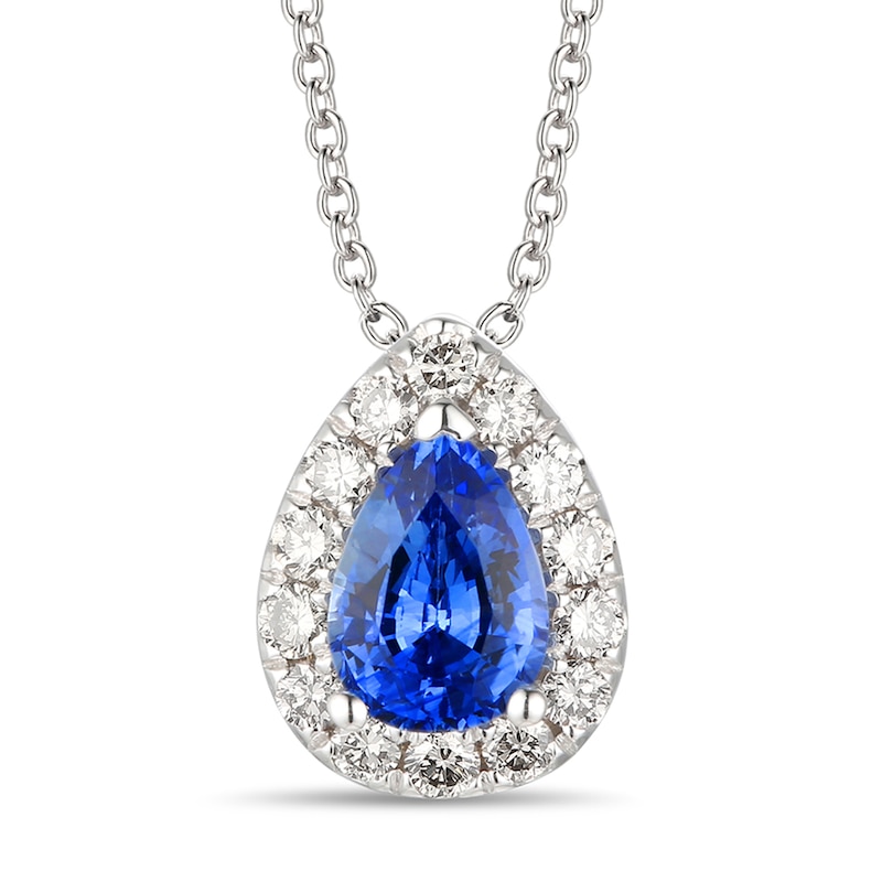 Le Vian Diamond & Ceylon Sapphire Necklace 1/5 ct tw 14K Vanilla Gold 18"