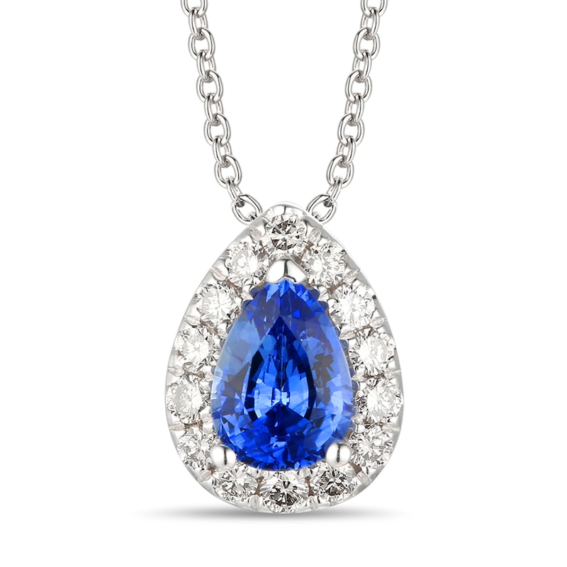 Main Image 1 of Le Vian Diamond & Ceylon Sapphire Necklace 1/5 ct tw 14K Vanilla Gold 18&quot;