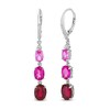 Thumbnail Image 1 of Vibrant Shades Lab-Created Ruby, Pink & White Lab-Created Sapphire Earrings Sterling Silver