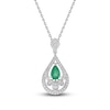 Emerald & Diamond Necklace 1/4 ct tw 10K White Gold 18"