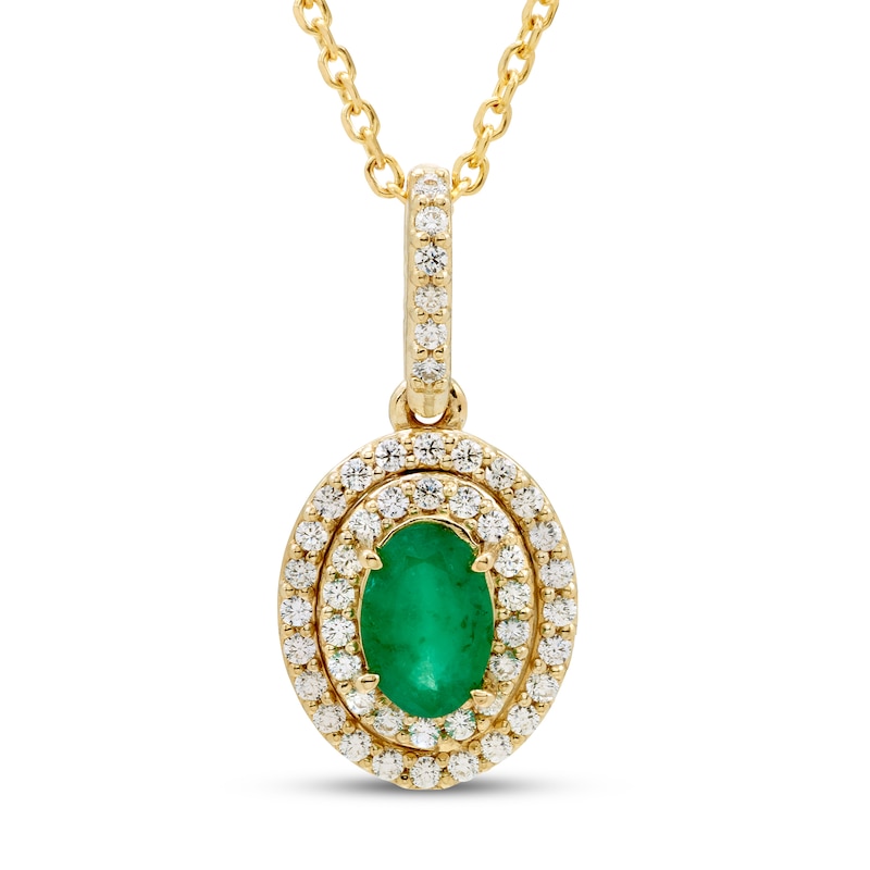 Main Image 1 of Emerald Necklace 1/5 ct tw Diamonds 10K Yellow Gold 18&quot;