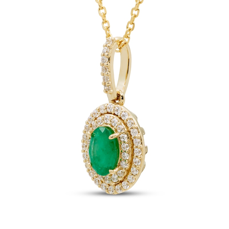 Main Image 2 of Emerald Necklace 1/5 ct tw Diamonds 10K Yellow Gold 18&quot;