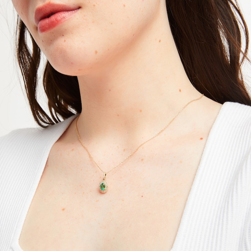 Main Image 4 of Emerald Necklace 1/5 ct tw Diamonds 10K Yellow Gold 18&quot;