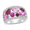 Thumbnail Image 0 of Vibrant Shades Lab-Created Ruby, Pink & White Lab-Created Sapphire Ring Sterling Silver