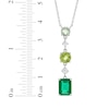 Thumbnail Image 2 of Vibrant Shades Lab-Created Emerald, Peridot, Green Quartz, White Lab-Created Sapphire Necklace Sterling Silver 18"