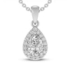 White Lab-Created Sapphire Necklace Pear/Round-cut Sterling Silver 18"