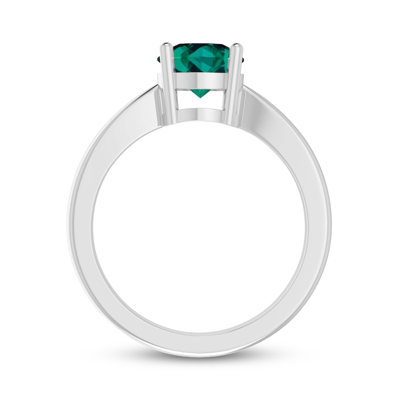 Main Image 2 of Lab-Created Emerald Solitaire Ring Sterling Silver