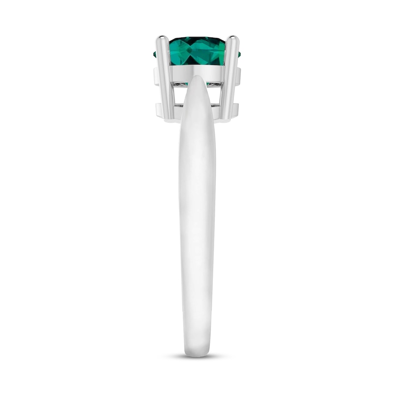 Main Image 3 of Lab-Created Emerald Solitaire Ring Sterling Silver